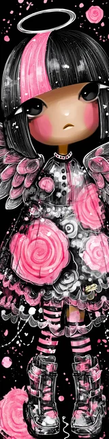 Free kawaii angel bookmark featuring silver halo kawaii angel